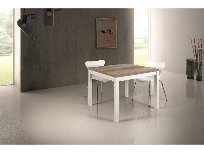 Table pliante carrée en bois 90x90 cm 180x90 cm - POSITANO