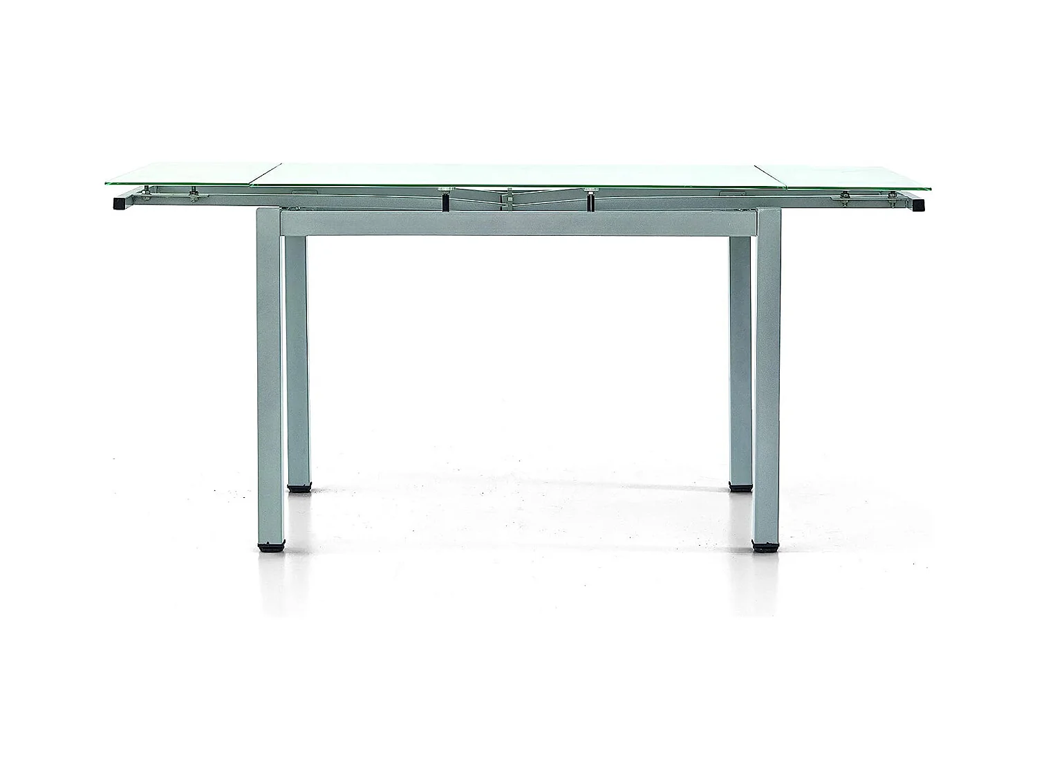 Table en métal gris et plateau extensible en verre blanc 110x70cm - RAPALLO