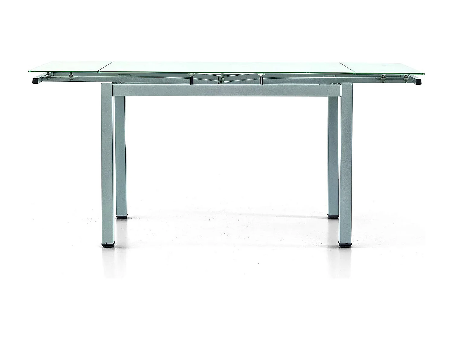 Tavolo in metallo grigio e piano in vetro bianco allungabile 110x70cm - RAPALLO