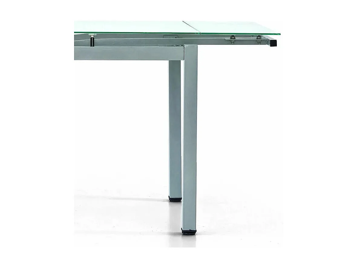 Tavolo in metallo grigio e piano in vetro bianco allungabile 110x70cm - RAPALLO