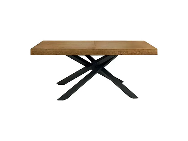 160x90 cm - 260x90 cm table à rallonge en placage de chêne noueux - ARGENTARIO