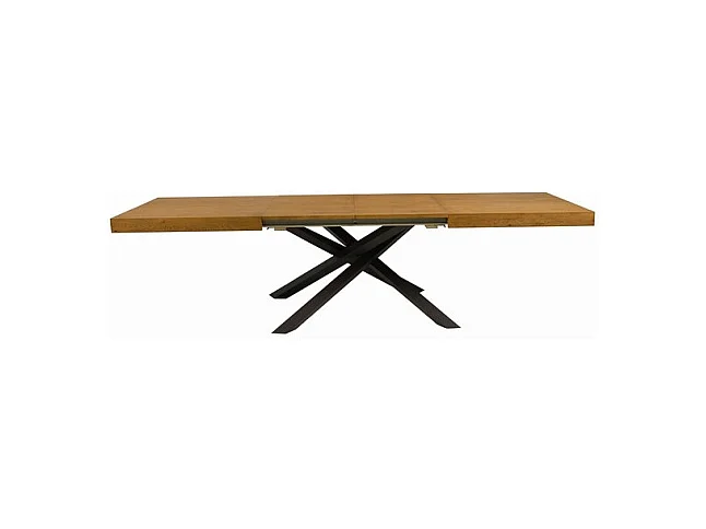 160x90 cm - 260x90 cm table à rallonge en placage de chêne noueux - ARGENTARIO