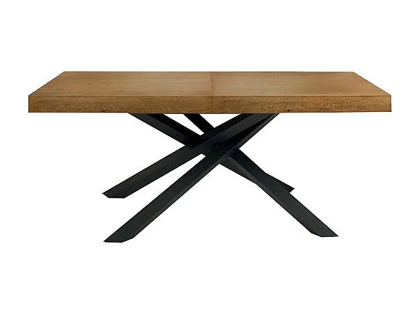 160x90 cm - 260x90 cm table à rallonge en placage de chêne noueux - ARGENTARIO
