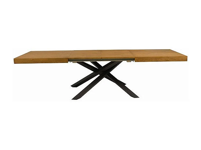 160x90 cm - 260x90 cm table à rallonge en placage de chêne noueux - ARGENTARIO