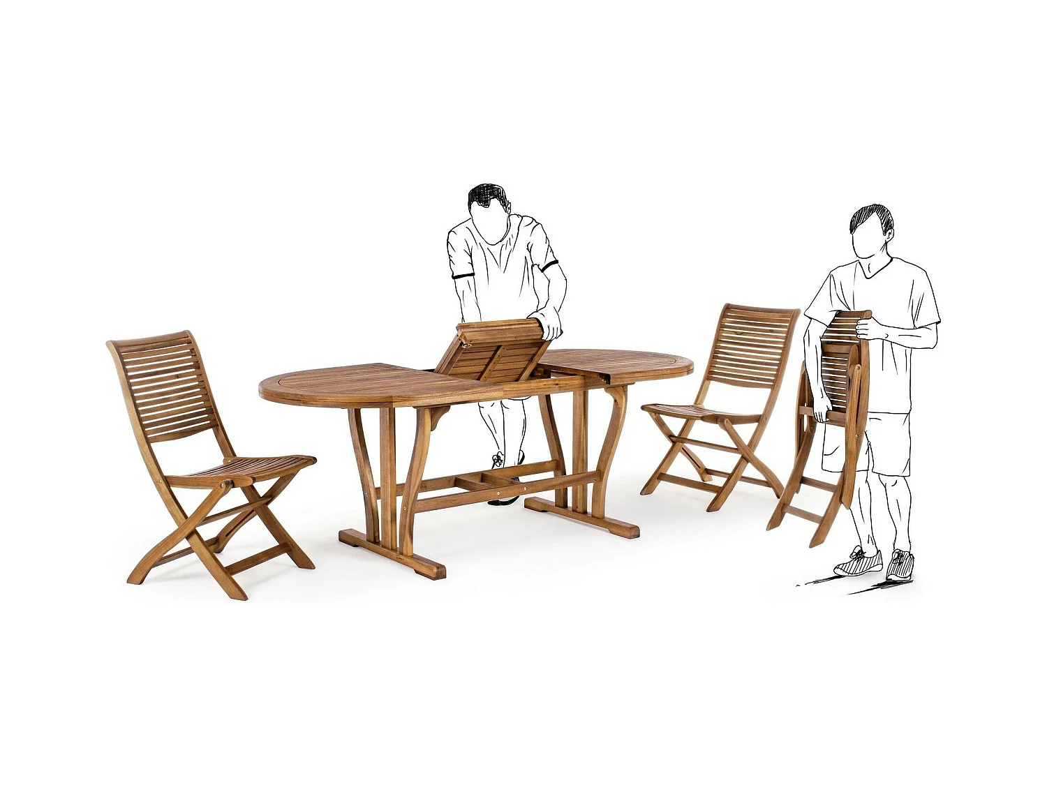 Ausziehbarer ovaler Tisch 150/200×90 cm - NOEMI