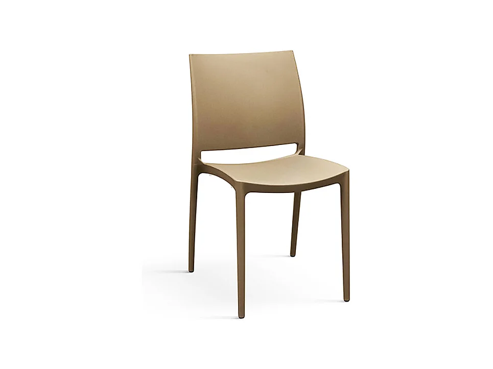Lot de 4 chaises empilables en polypropylène gris tourterelle - NORTH BEACH