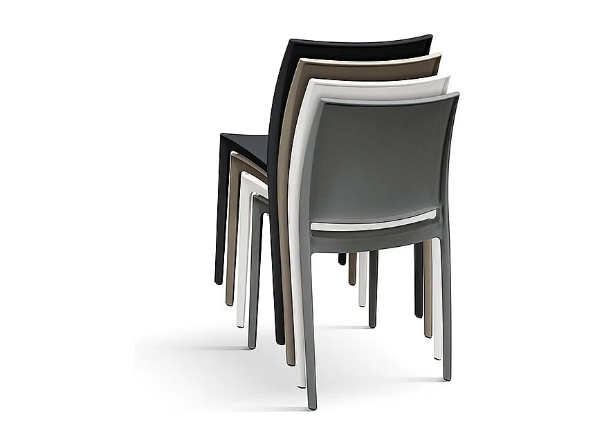 Lot de 4 chaises empilables en polypropylène gris tourterelle - NORTH BEACH