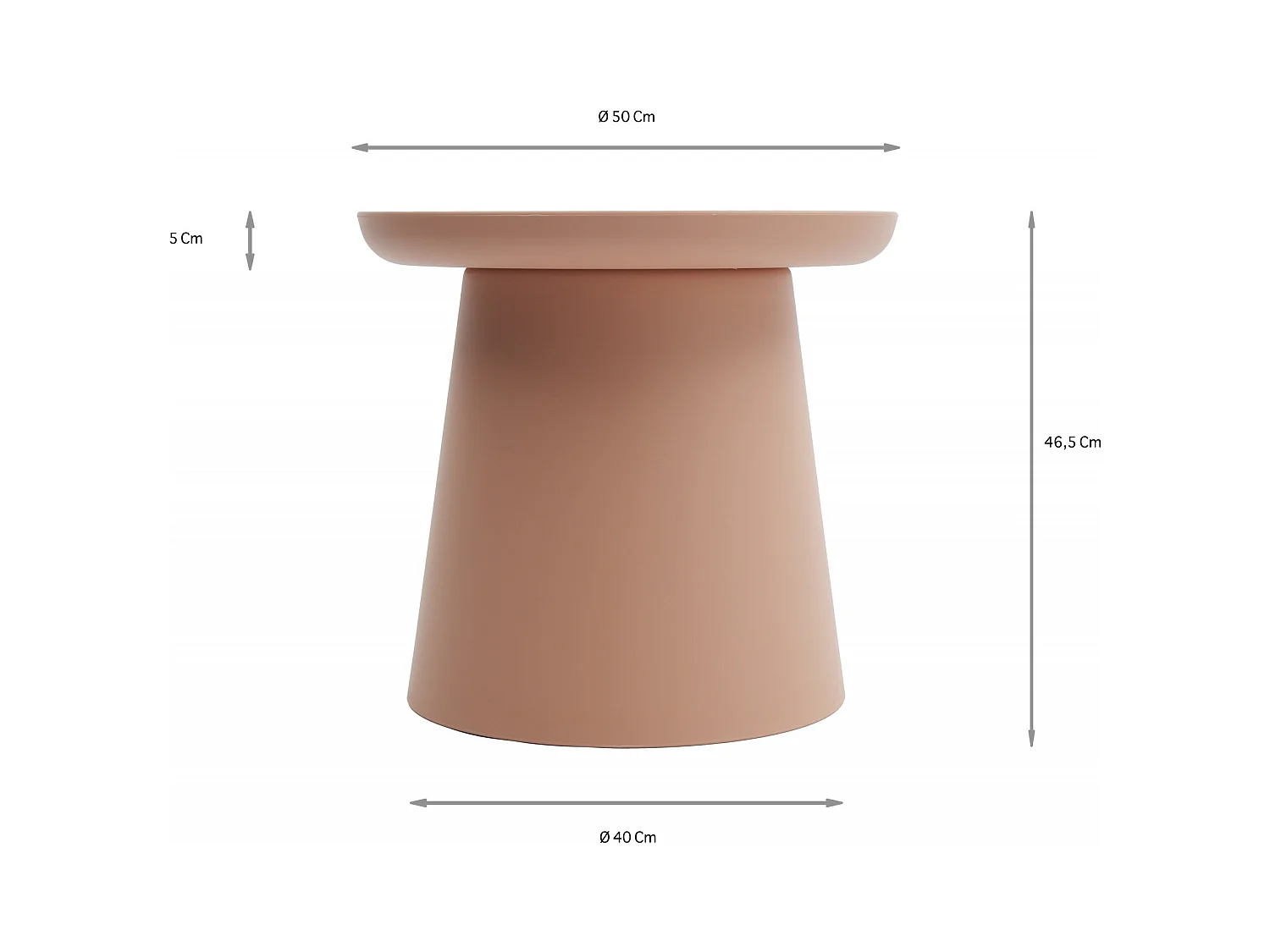 Table basse ronde en polypropylène, Rose, 50x50x46 cm - IBIZA