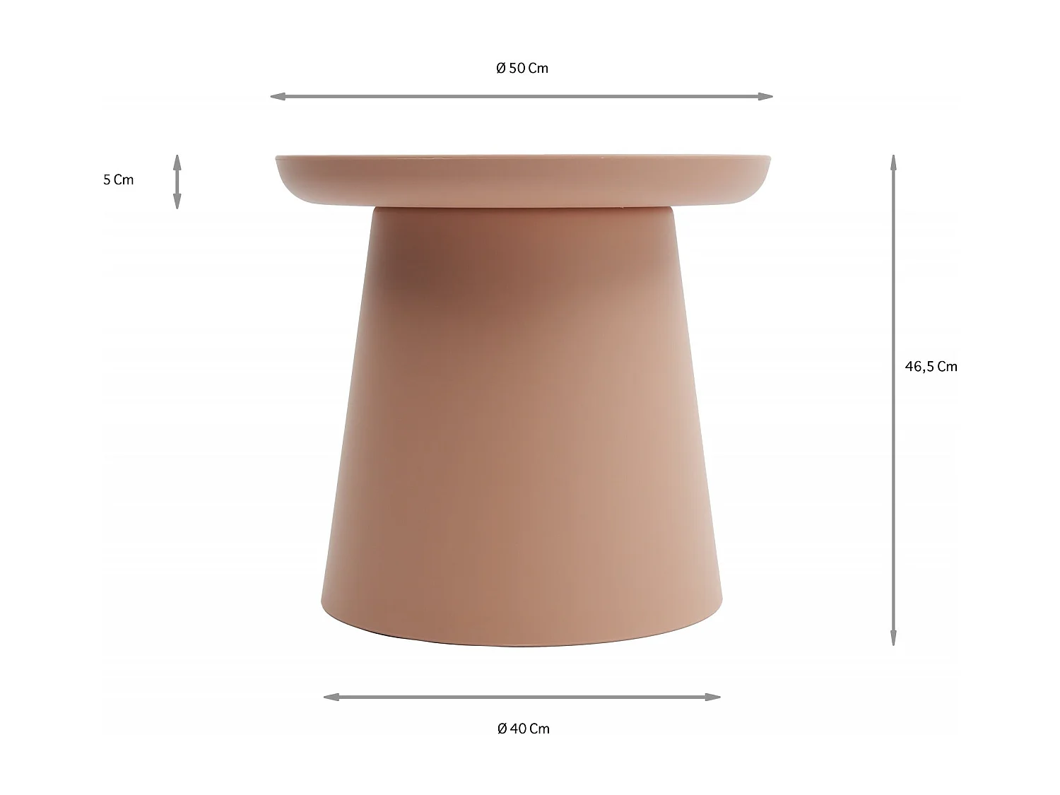 Table basse ronde en polypropylène, Rose, 50x50x46 cm - IBIZA