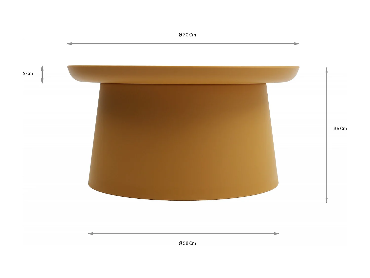 Table basse ronde en polypropylène, Jaune, 70x70x36 cm - IBIZA