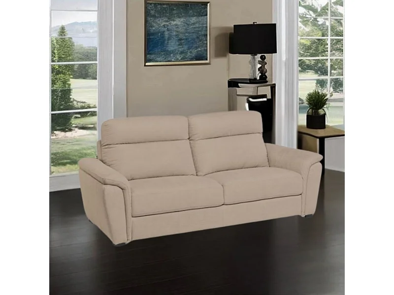 Divano 3 posti Gonzaga tessuto Luna05 caribou poggiatesta regolabili