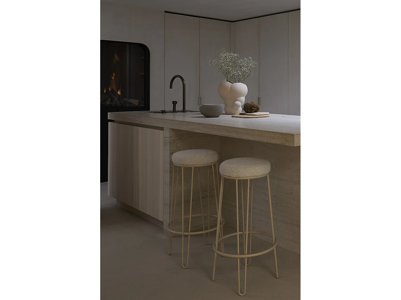 Tabouret de bar ALICE - Ø14x73cm - Blanc