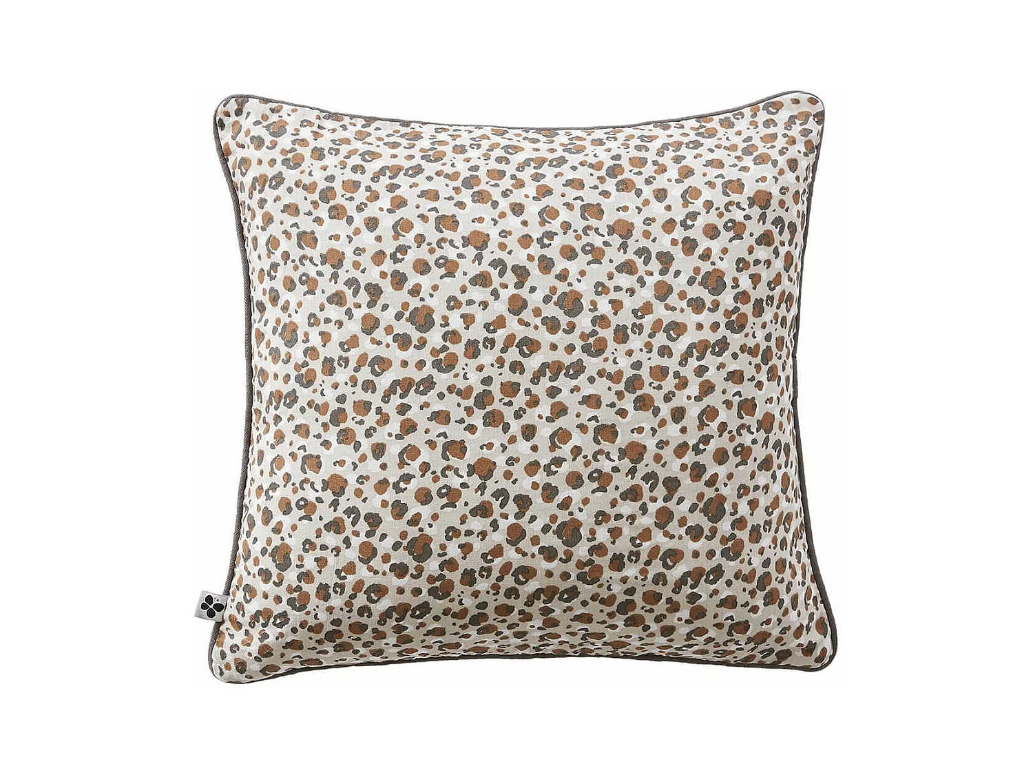 SOLENE - Coussin Déhoussable 45x45cm Gaze de Coton Imprimé Tâcheté Brun