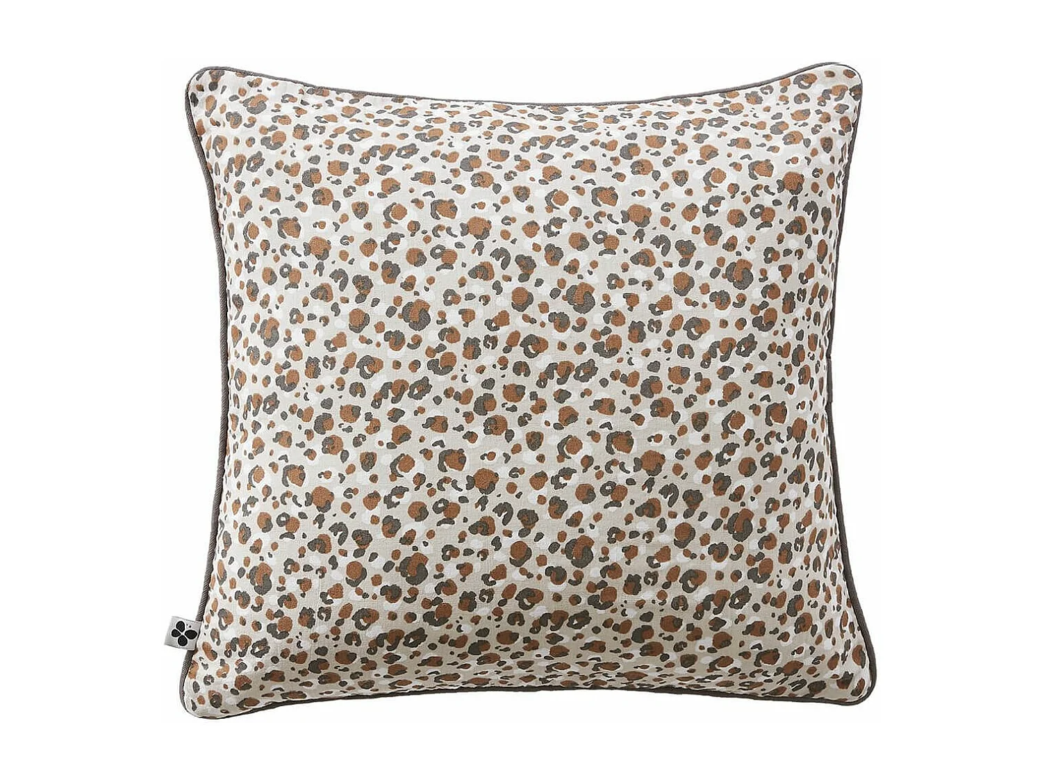 SOLENE - Coussin Déhoussable 45x45cm Gaze de Coton Imprimé Tâcheté Brun