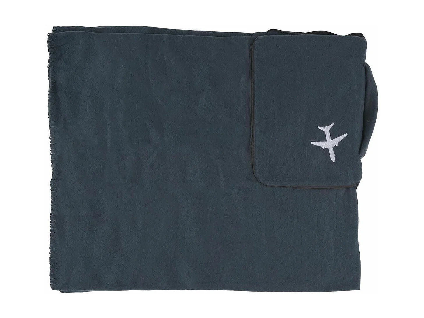 Plaid polaire de voyage 120x150cm polyester gris anthracite avec les bords surpiqués + Housse de transport - COSYAIR