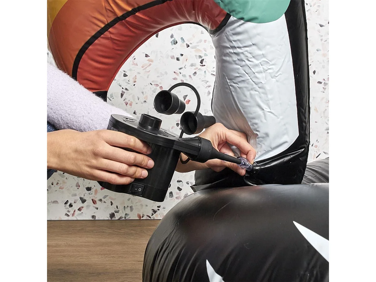 Gonfleur et dégonfleur électriques à piles avec 3 embouts en plastique noir - GONFLEX