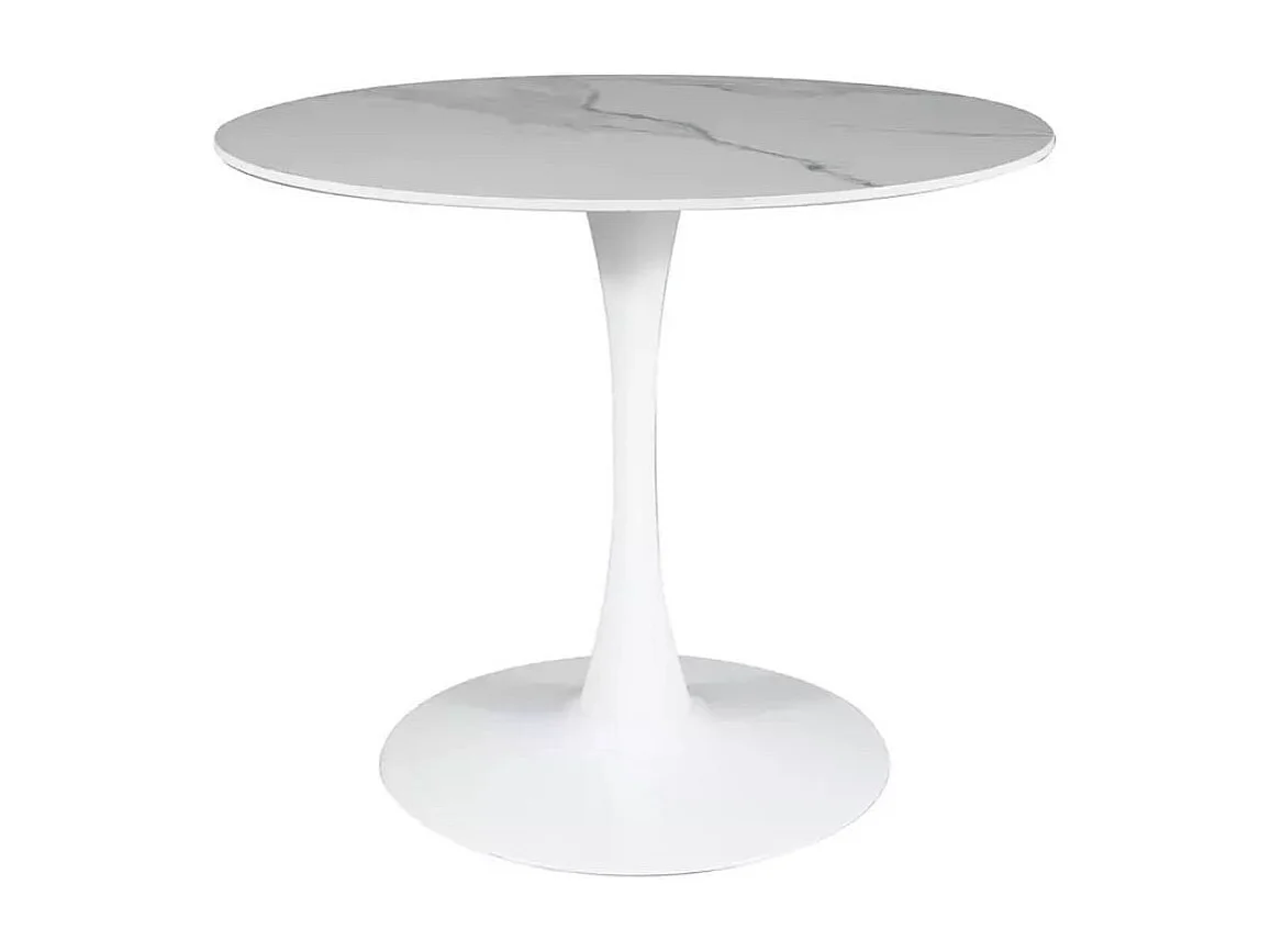 Table ronde blanche 90 cm avec plateau céramique Omega