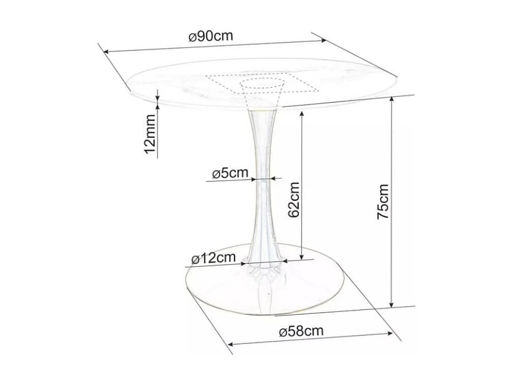 Table ronde blanche 90 cm avec plateau céramique Omega