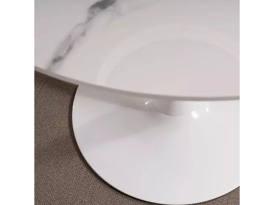 Table ronde blanche 90 cm avec plateau céramique Omega