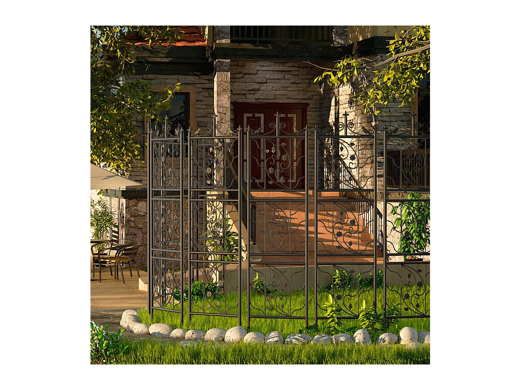 Kratka metalowa Unho, zestaw 2 sztuk, antykorozyjna kratka do roślin pnących, 195 x 50 cm, kratka ogrodowa, dekoracja ogrodu, czarna