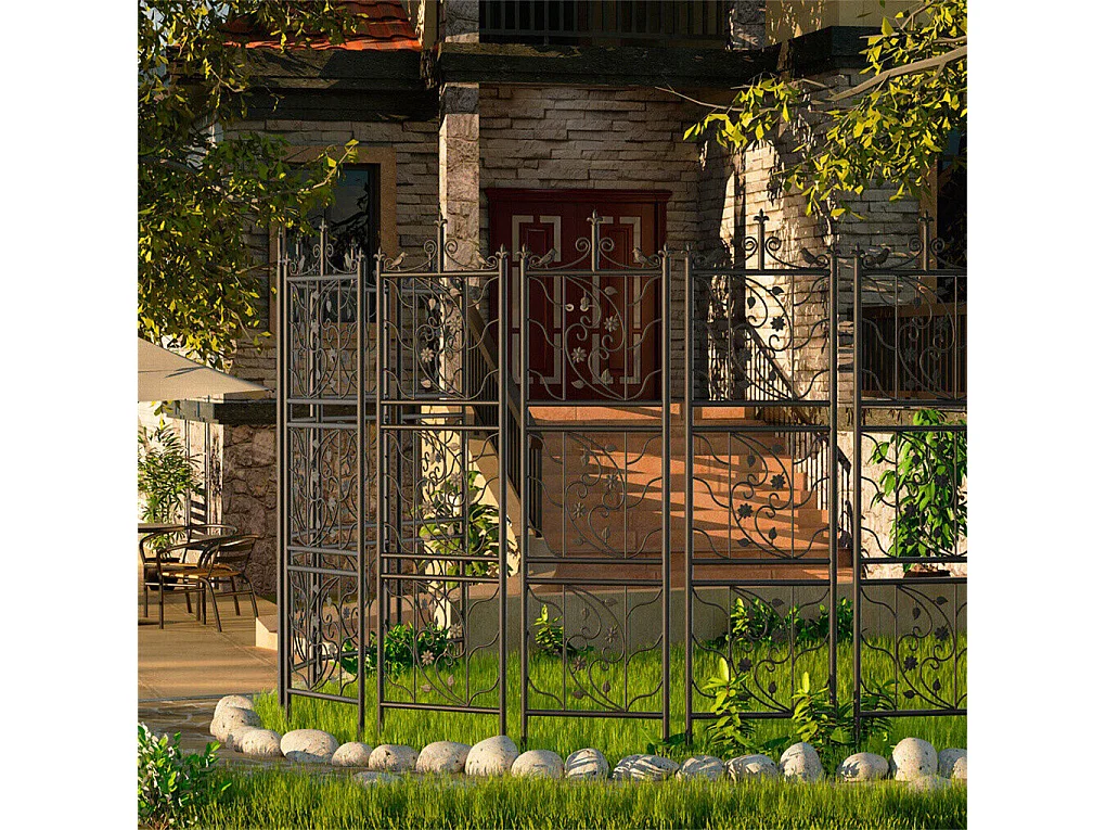 Kratka metalowa Unho, zestaw 2 sztuk, antykorozyjna kratka do roślin pnących, 195 x 50 cm, kratka ogrodowa, dekoracja ogrodu, czarna