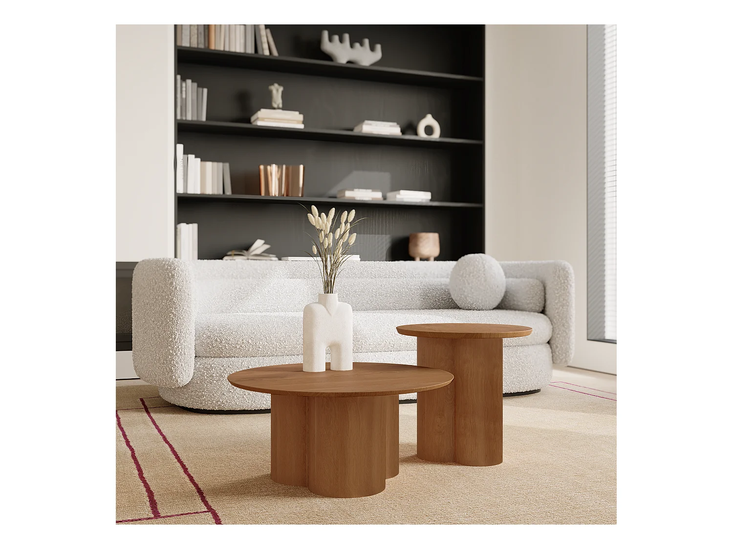 Table basse bois noyer plateau 45cm HELMA