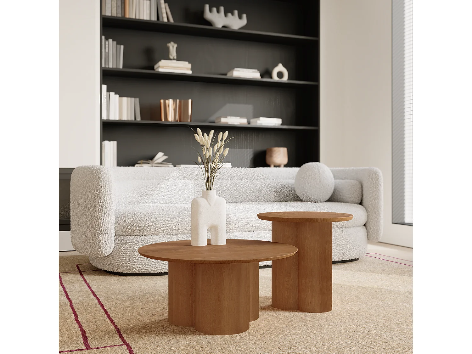 Table basse bois noyer plateau 45cm HELMA