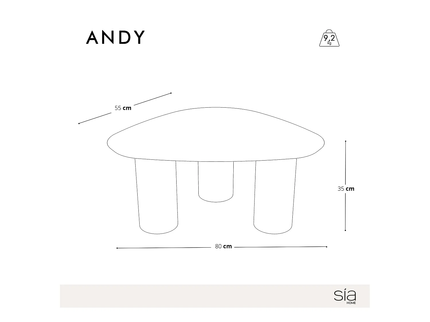 Table basse bois clair 80cm ANDY