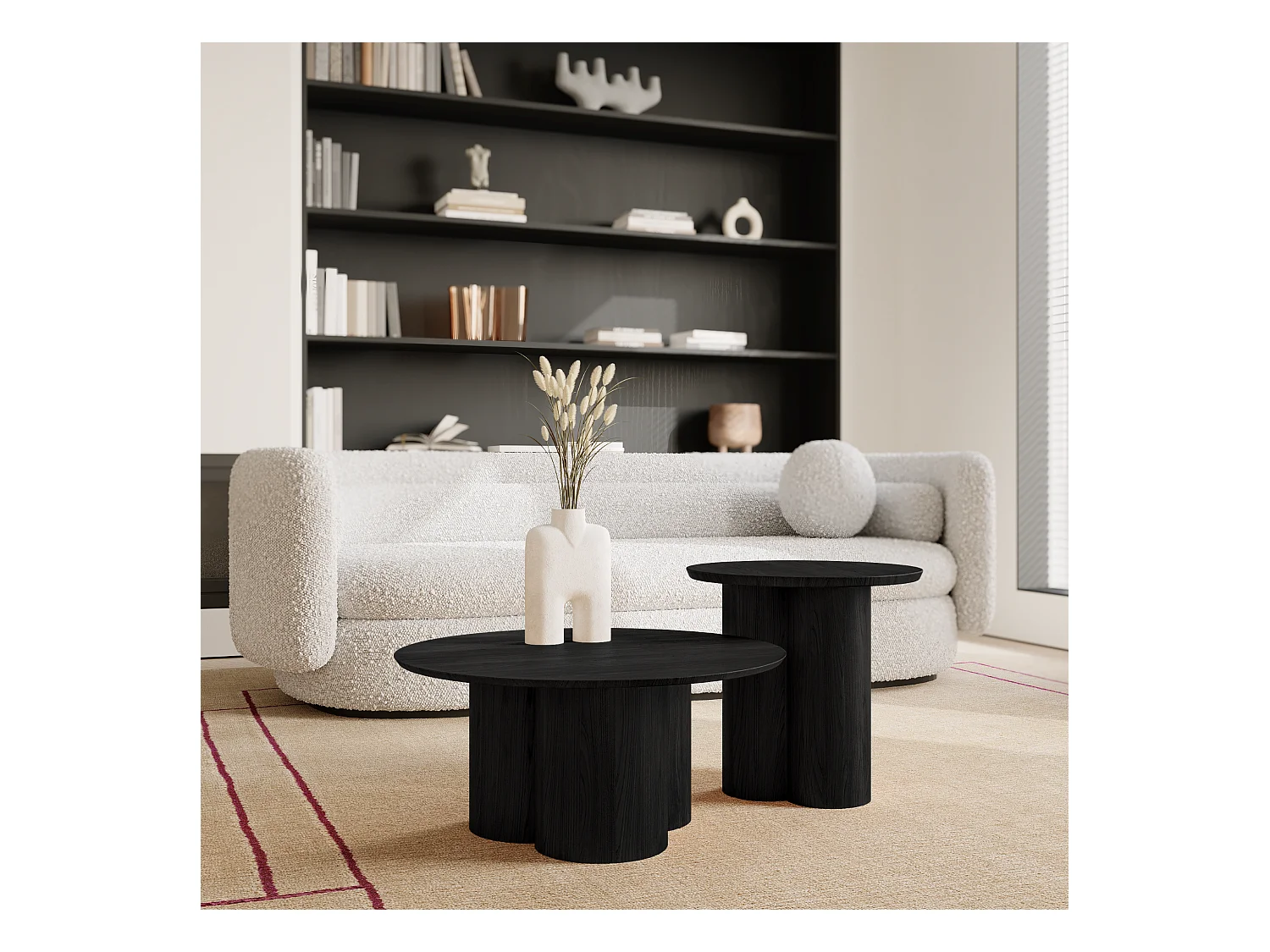 Table basse bois noir plateau 45cm HELMA