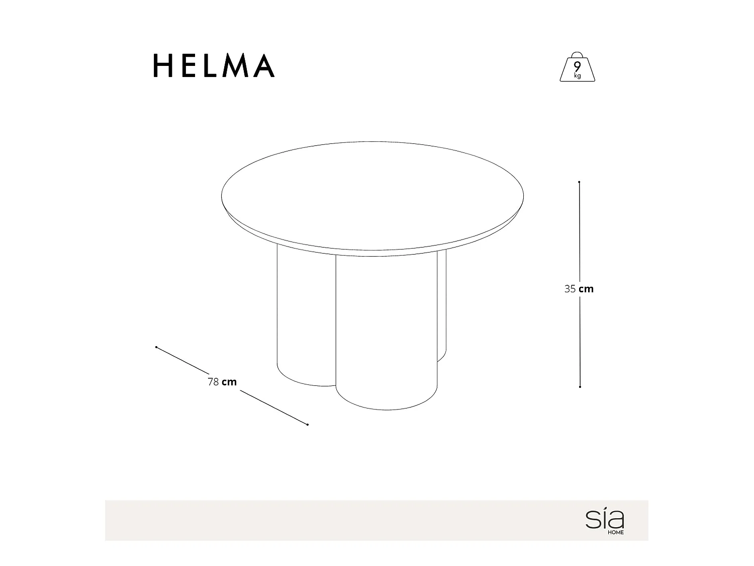 Table basse bois noir plateau 78cm HELMA