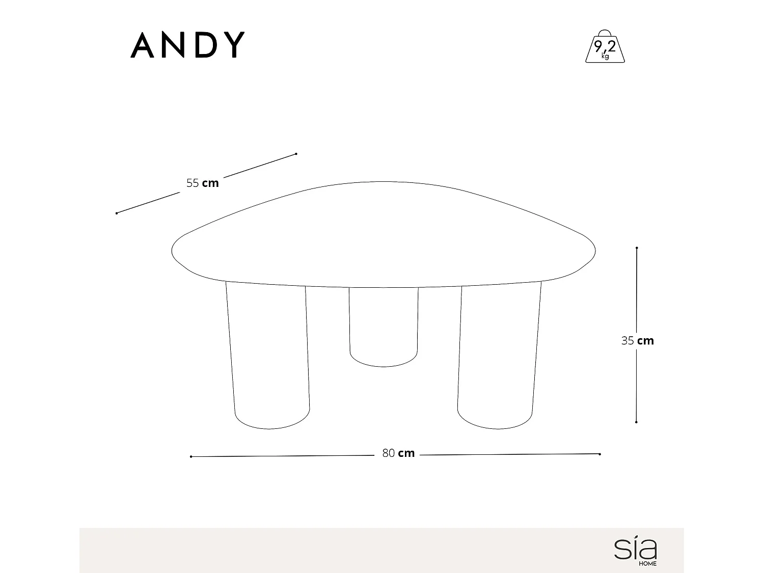 Table basse bois noyer 80cm ANDY
