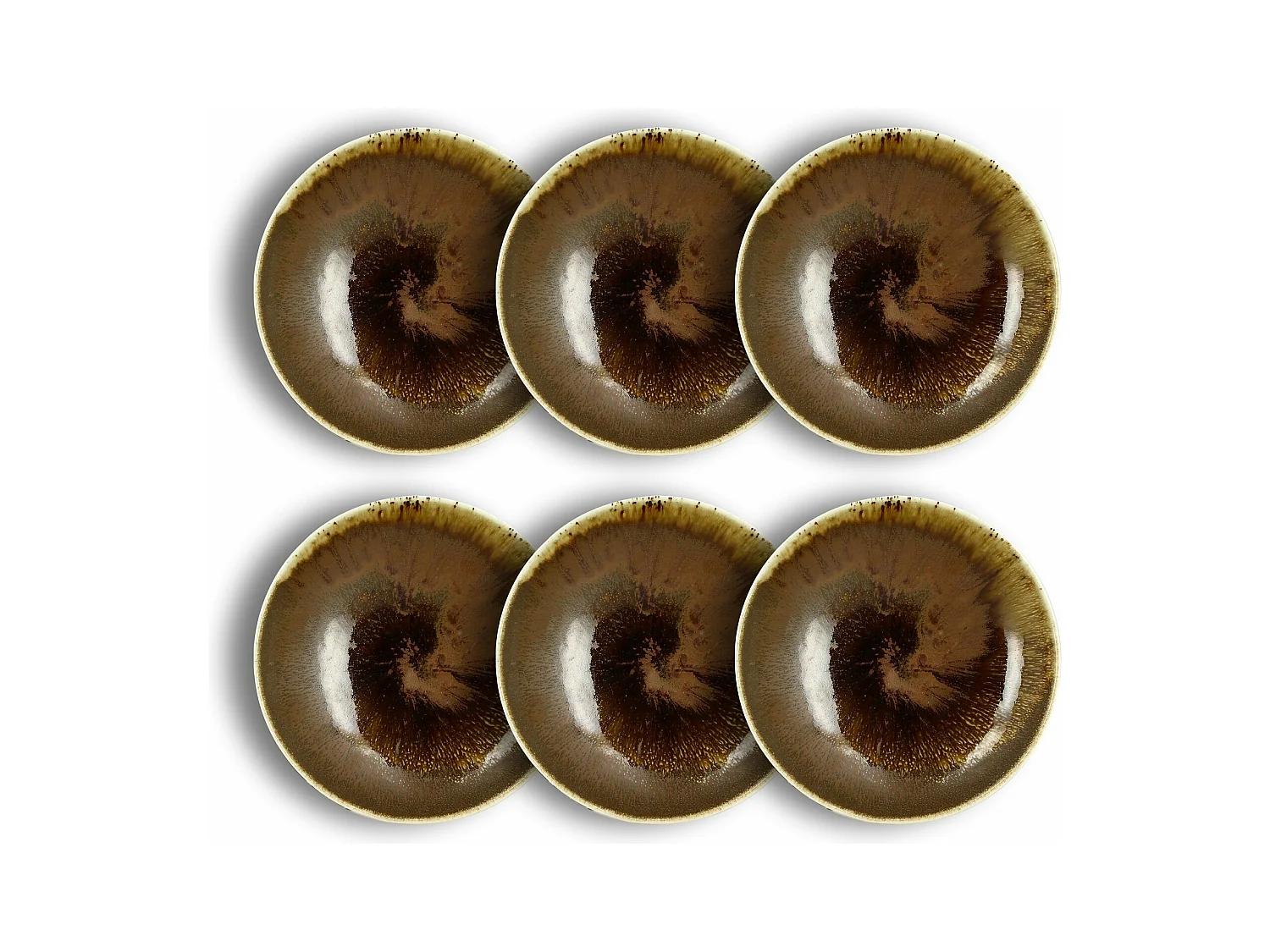 Ogo Living - Lot 6 Assiettes Calottes Saturne 21cm En Porcelaine Marron