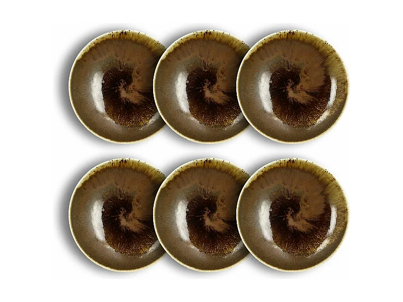 Ogo Living - Lot 6 Assiettes Calottes Saturne 21cm En Porcelaine Marron