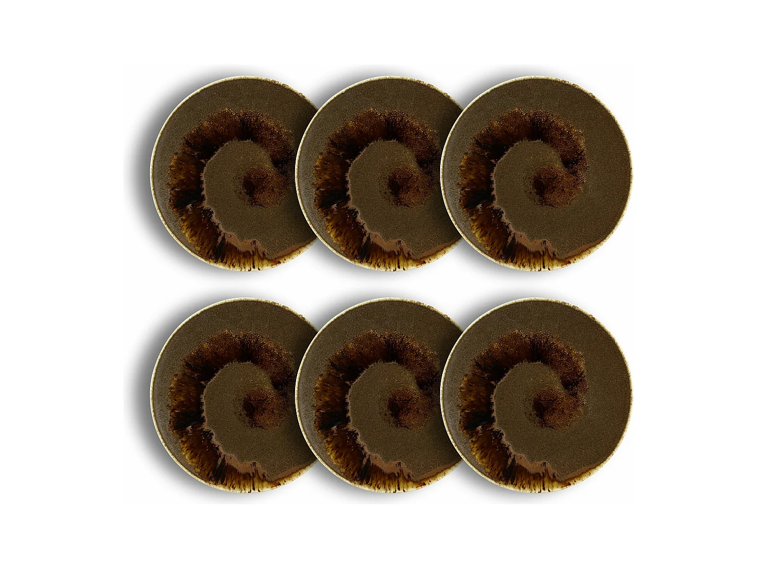 Ogo Living - Lot 6 Assiettes Plates Saturne 27cm En Porcelaine Marron