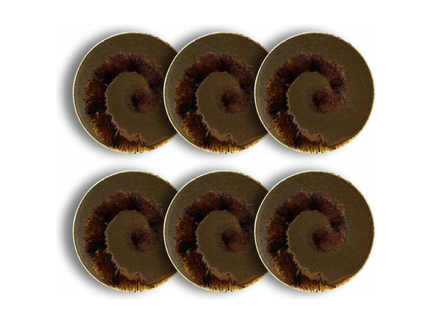 Ogo Living - Lot 6 Assiettes Plates Saturne 27cm En Porcelaine Marron