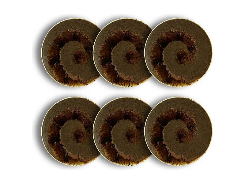 Ogo Living - Lot 6 Assiettes Plates Saturne 27cm En Porcelaine Marron