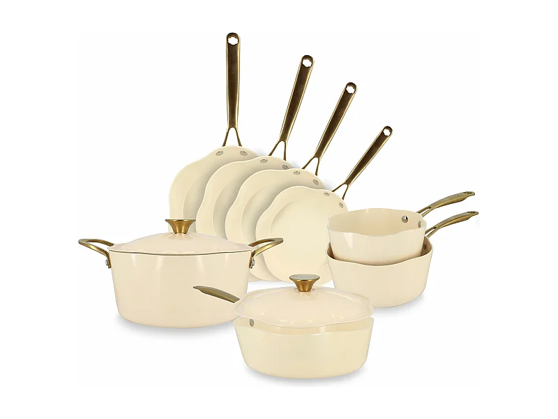 Menastyl - Lot De 8 Pieces Dahlia En Aluminium Recycle Beige