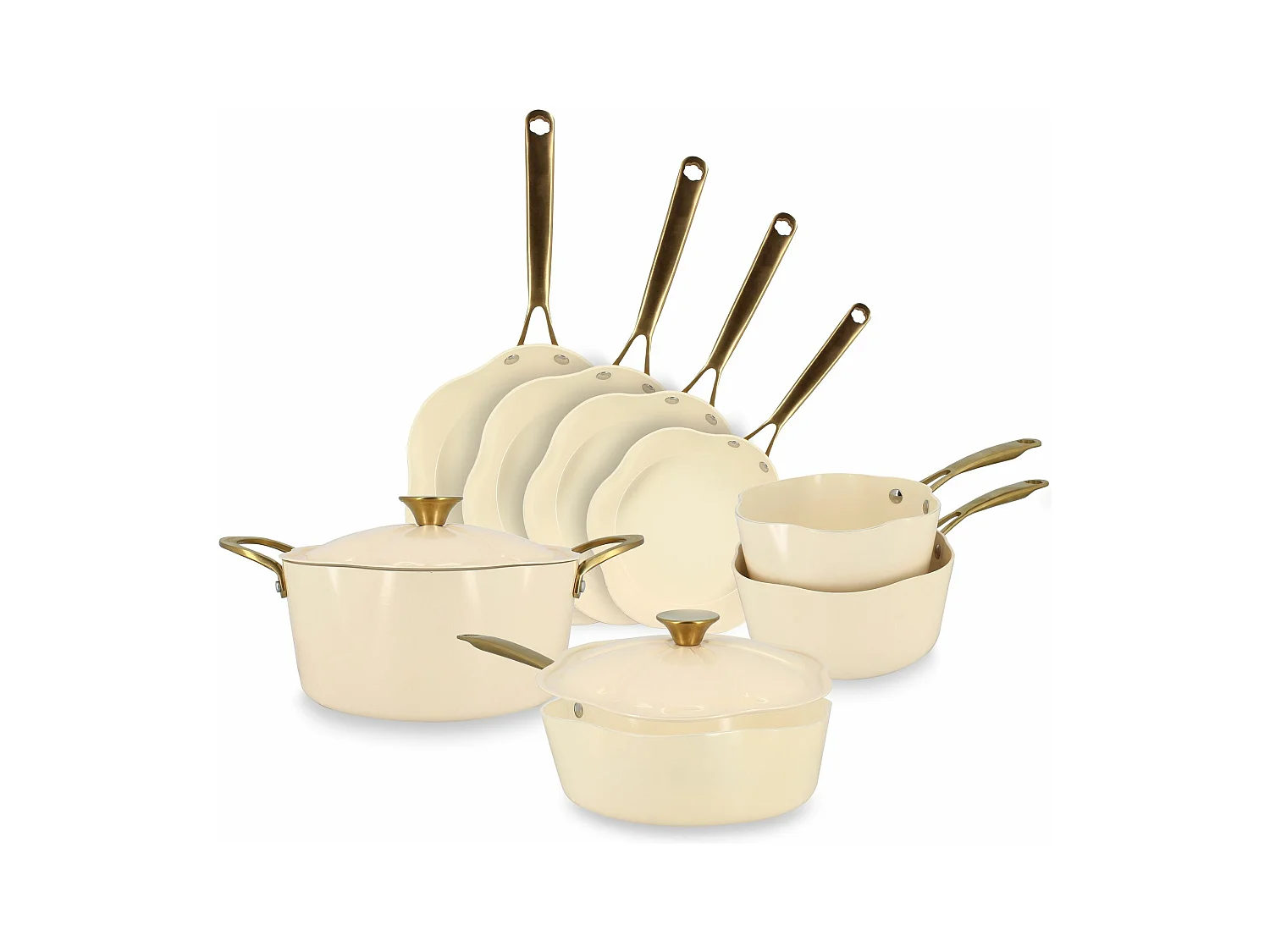 Menastyl - Lot De 8 Pieces Dahlia En Aluminium Recycle Beige