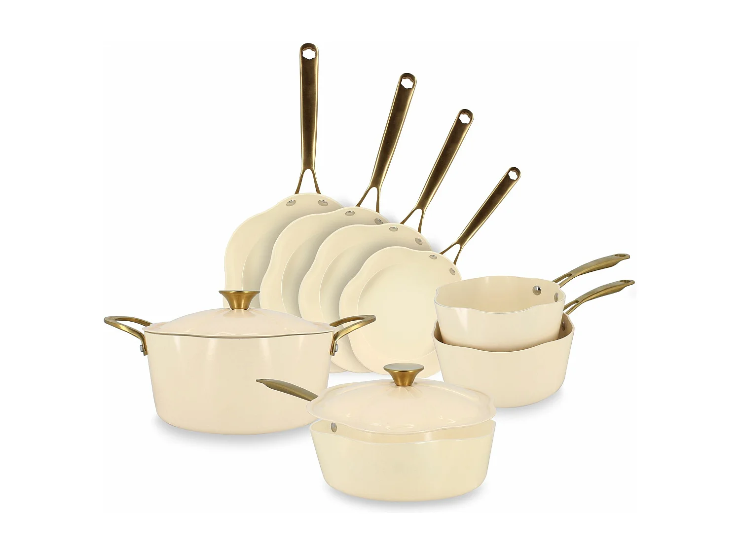 Menastyl - Lot De 8 Pieces Dahlia En Aluminium Recycle Beige