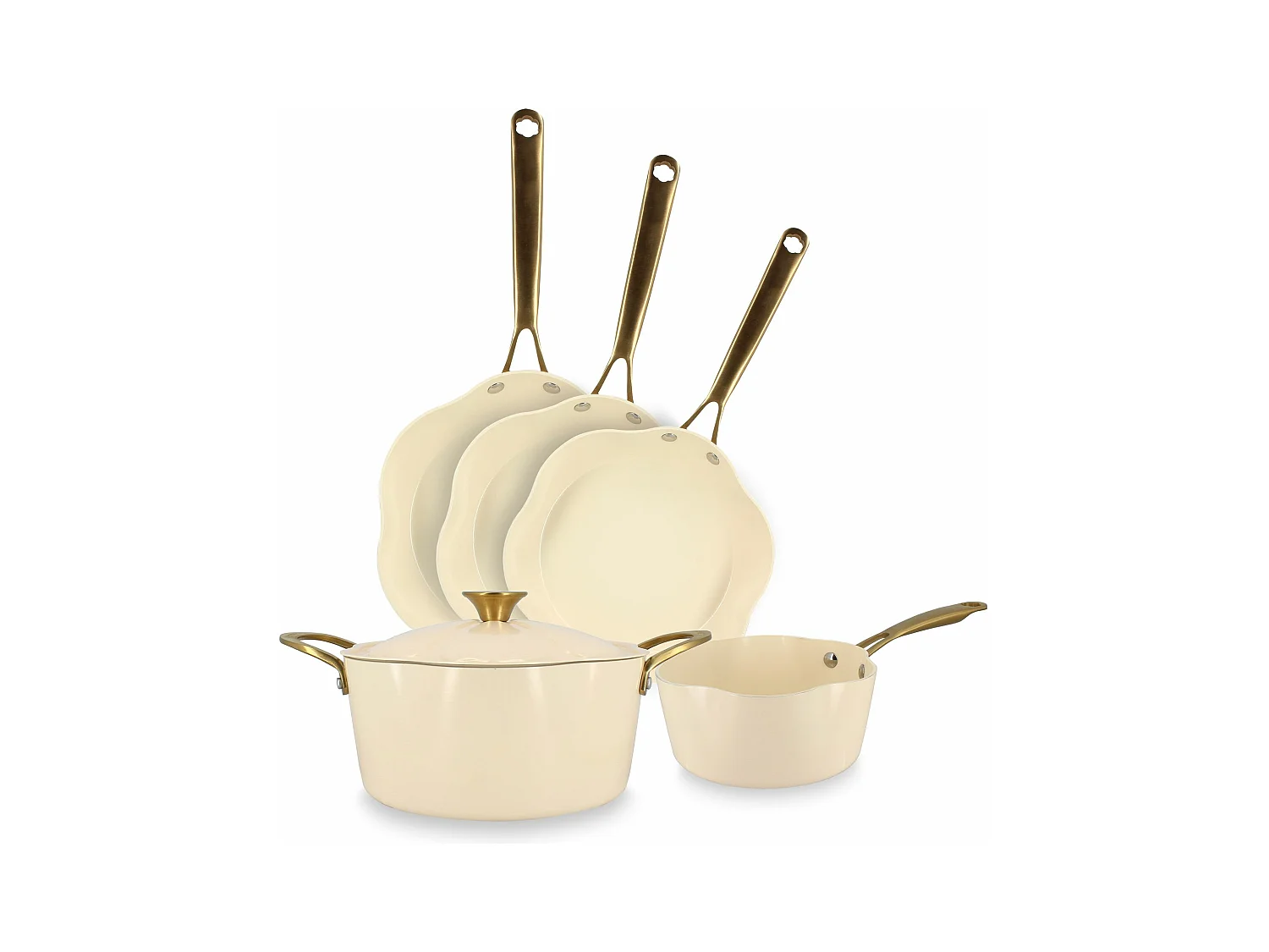 Menastyl - Lot De 5 Pieces Dahlia En Aluminium Recycle Beige