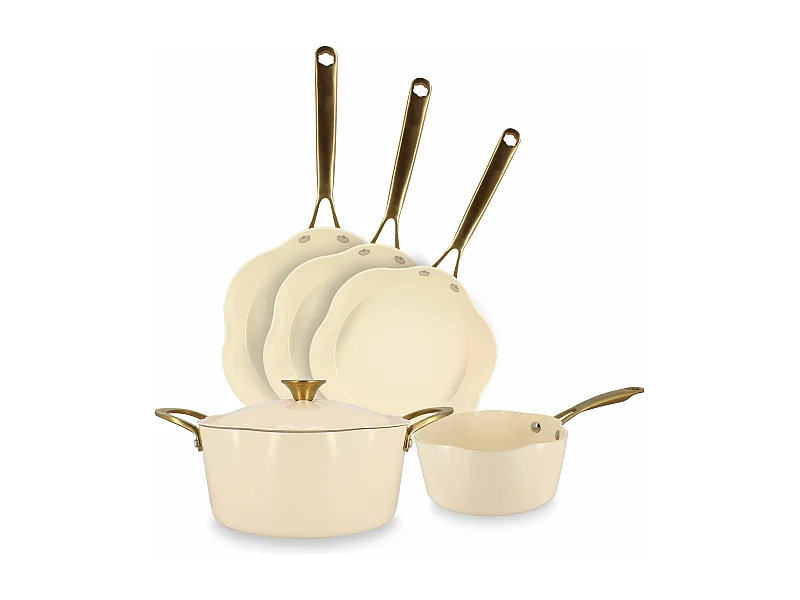 Menastyl - Lot De 5 Pieces Dahlia En Aluminium Recycle Beige