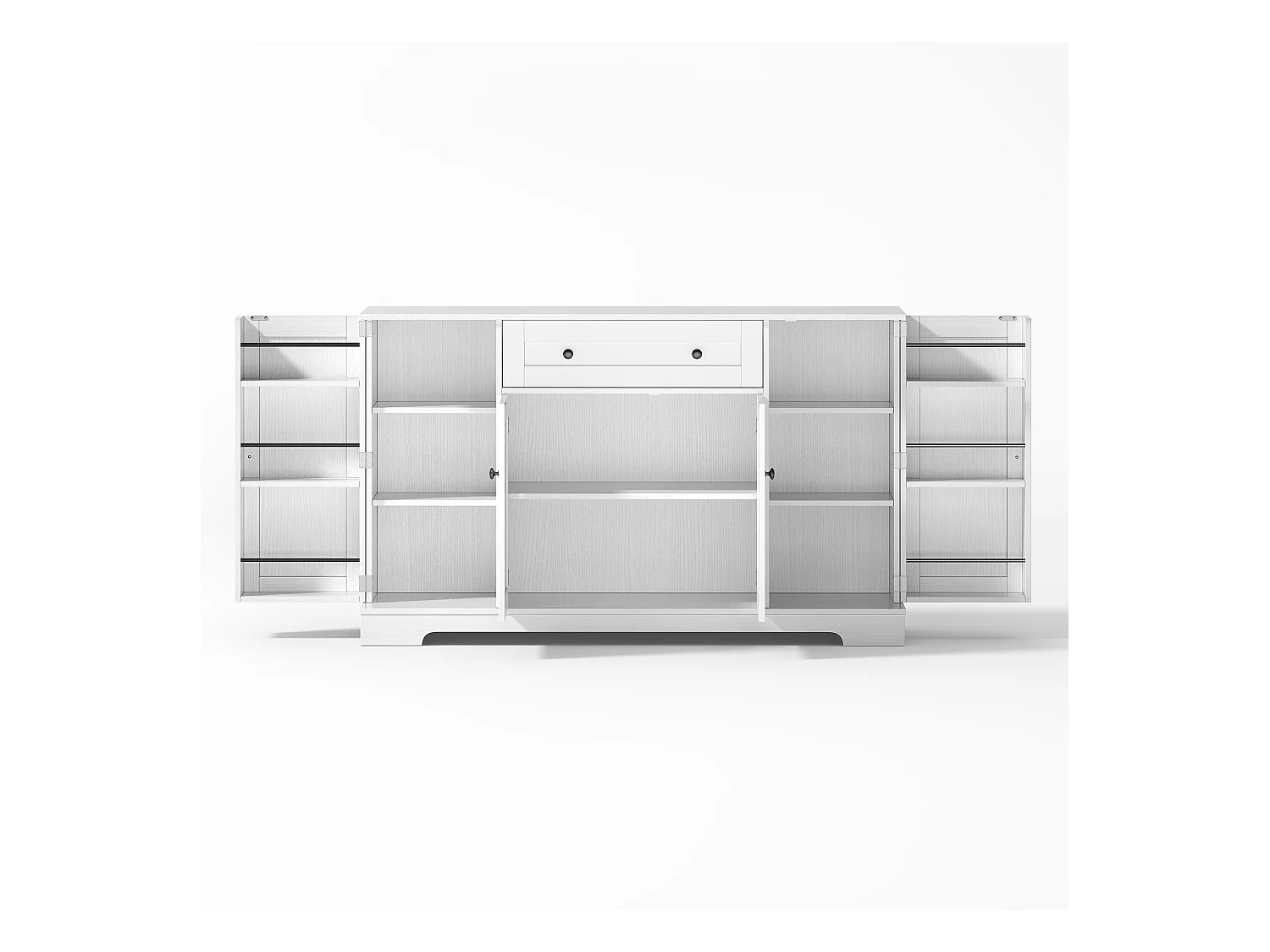 Buffet moderne 138x40x85cm - avec 2 portes et 1 tiroir - 2 portes avec étagères - Blanc