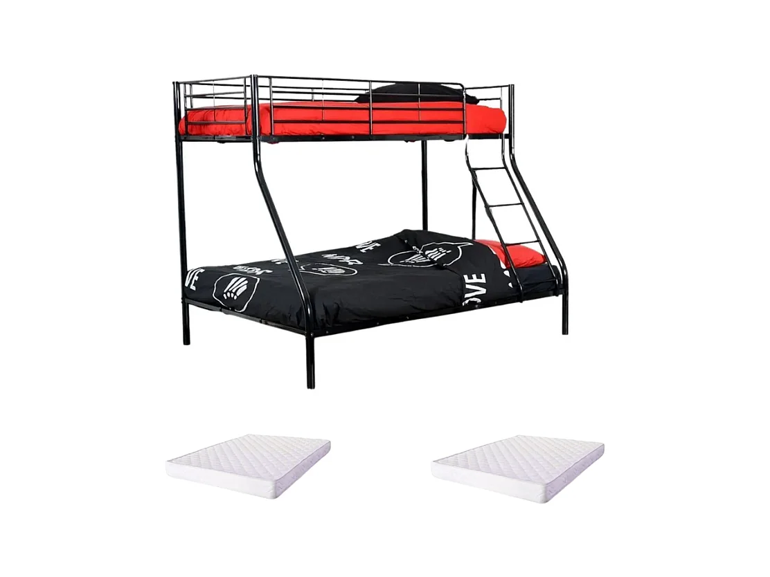 Pack Lit superposé 3 places + Matelas compris 2+1 métal COSTO sommier inclus