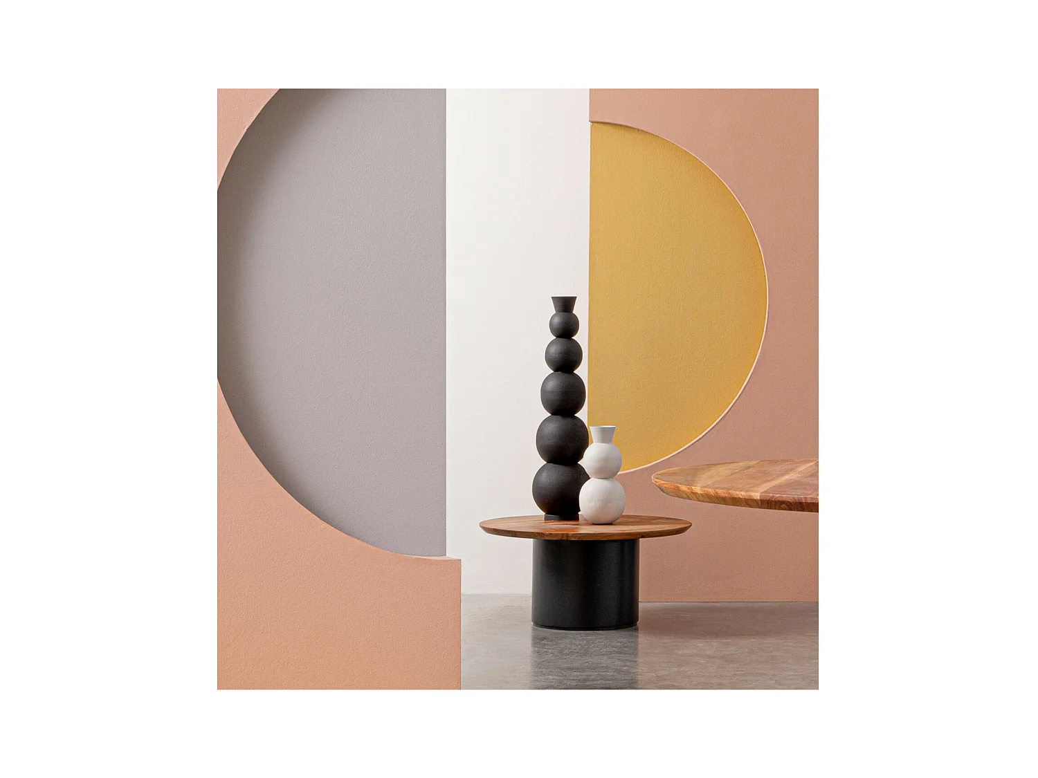 Table basse ronde contemporaine D70 en acacia - SAJO