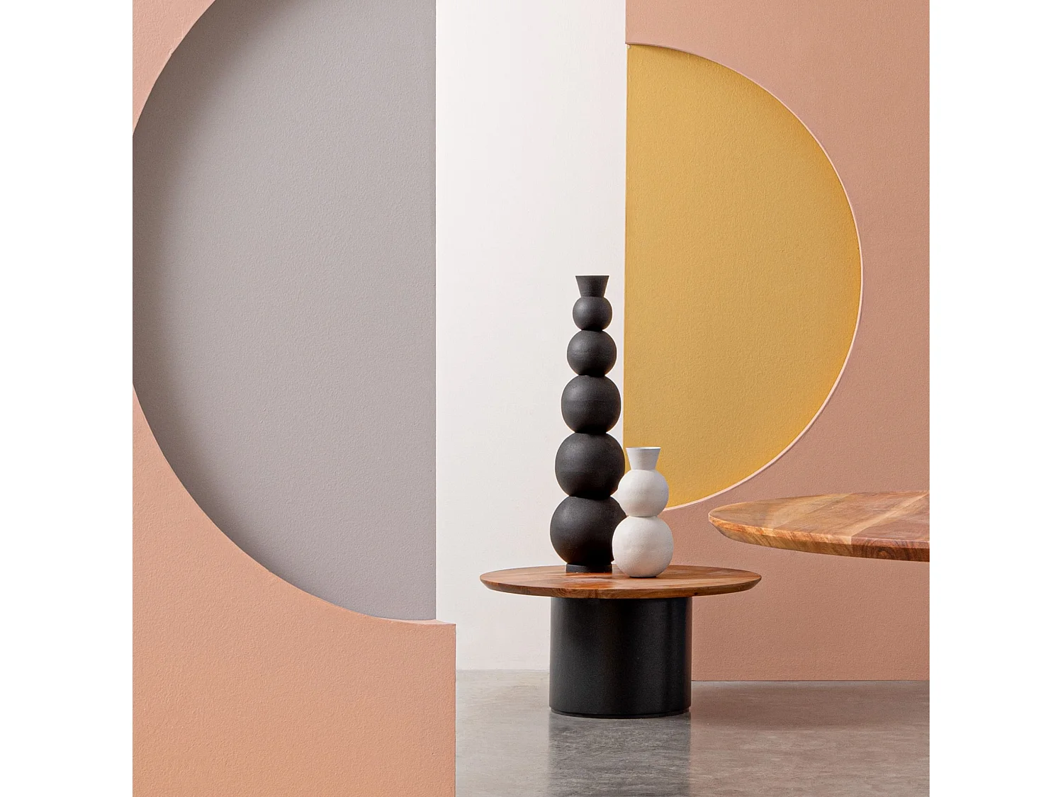 Table basse ronde contemporaine D70 en acacia - SAJO