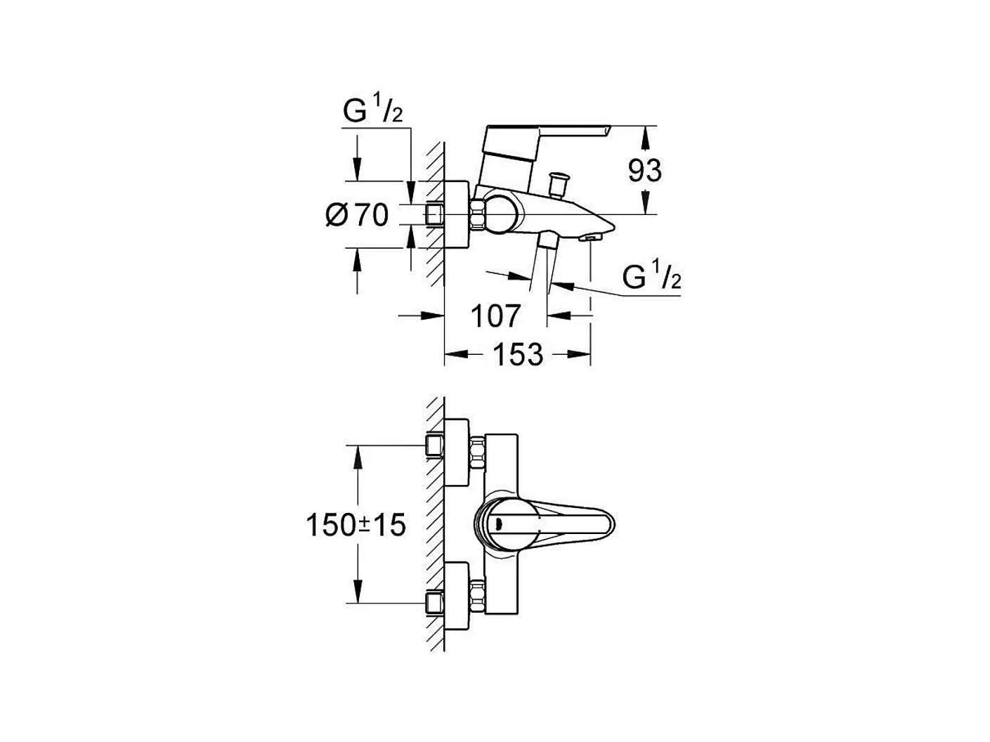 GROHE Mitigeur bain douche Feel Chromé