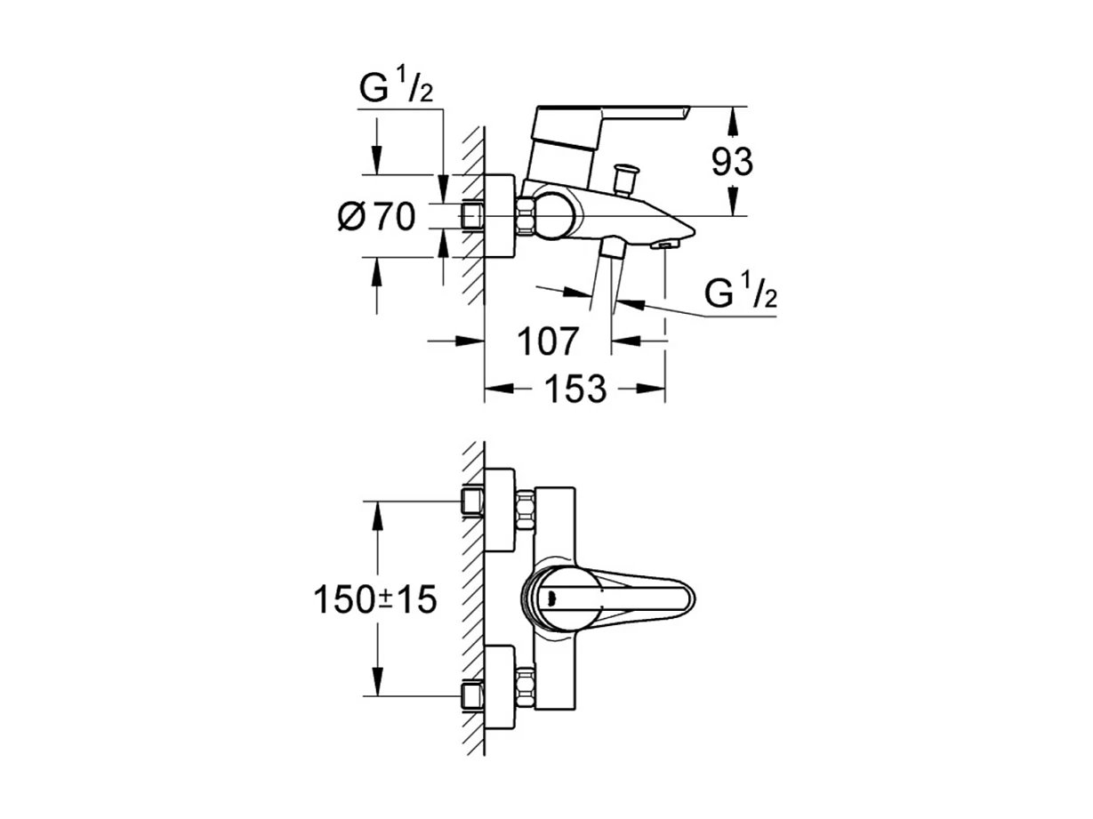 Mitigeur bain douche mécanique GROHE Feel
