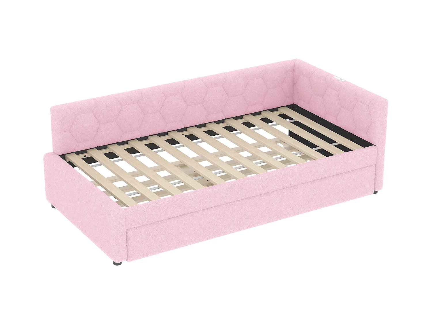 Canapé-lit enfant 90x200cm avec lit gigogne 80x180 cm, imitation laine, rose, sans matelas