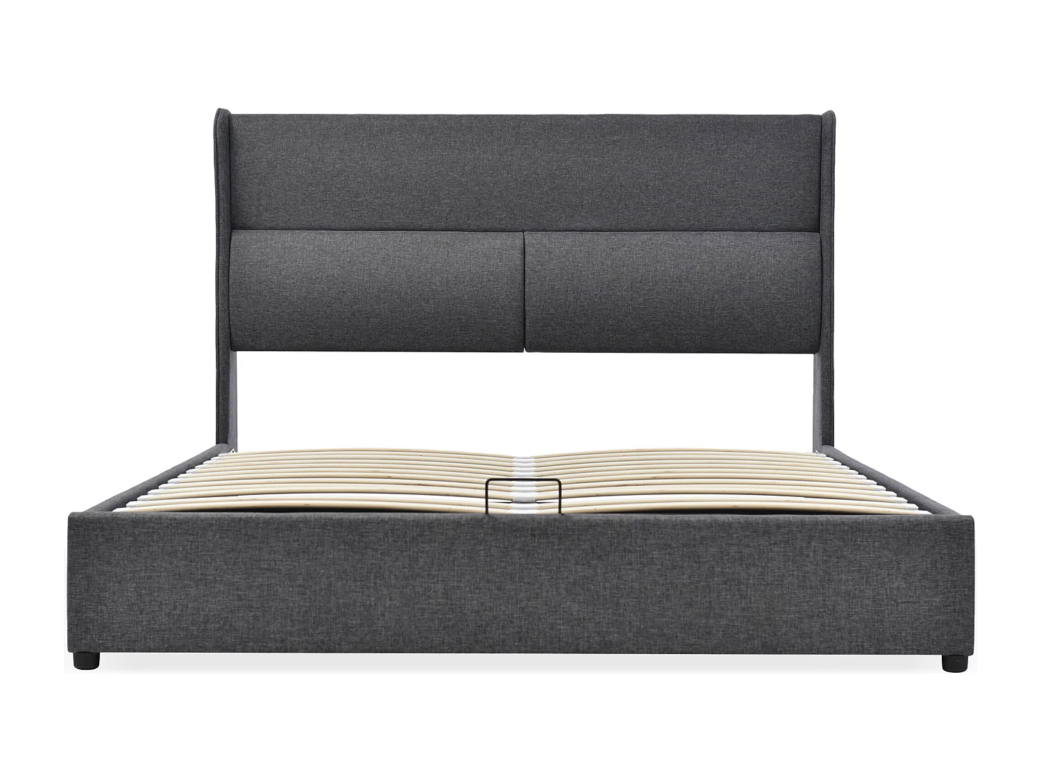 Letto matrimoniale in lino 140x200 cm con testiere regolabili e rete, senza materasso, colore grigio