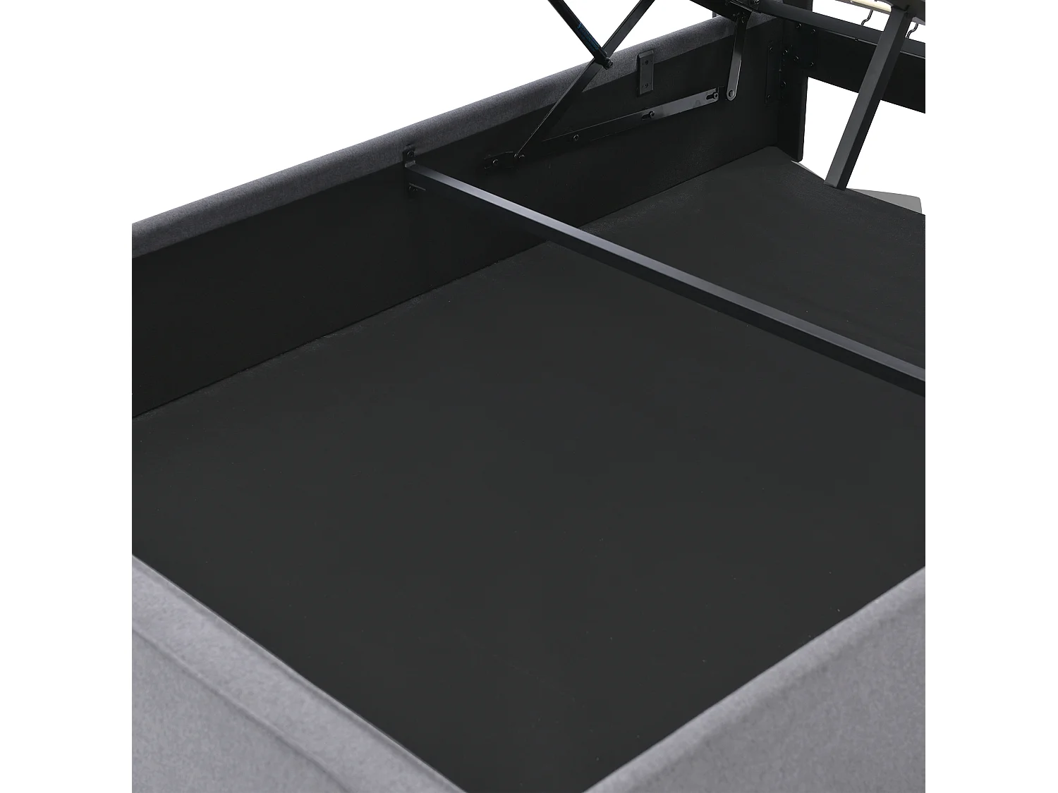 Lit coffre 90x200cm en cotton avec espace de rangement, gris, Sommier à lattes, sans matelas